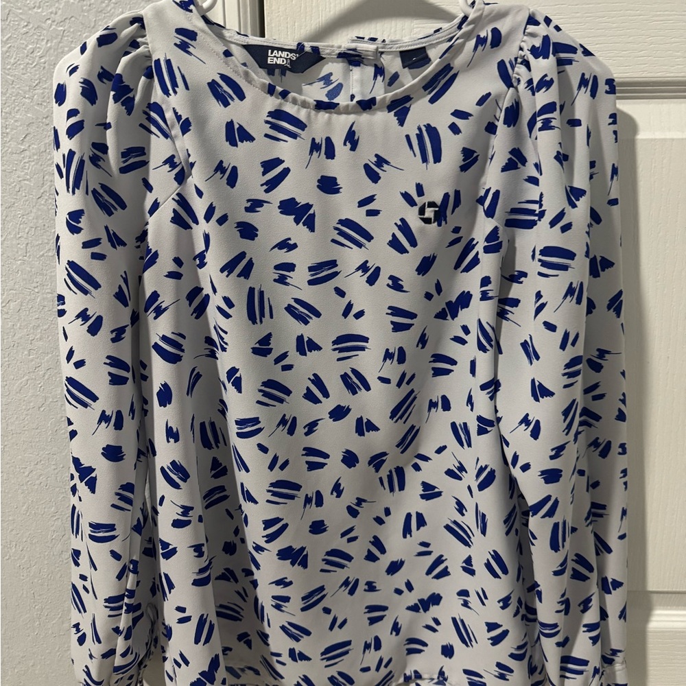Chase Lands' End Floral Blue and White Blouse
